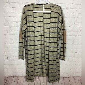 Vanilla Bay Long Sleeve striped lightweight cardigan elbow pads, sz M, GUC‎